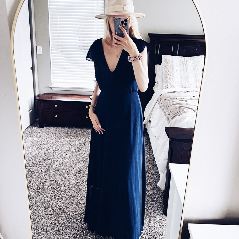 Navy blue boohoo maxi dress 6